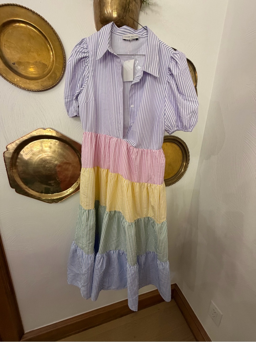 English Factory Tiered Pastel Multi-Stripe Maxi Skirt - Picture 2 of 4